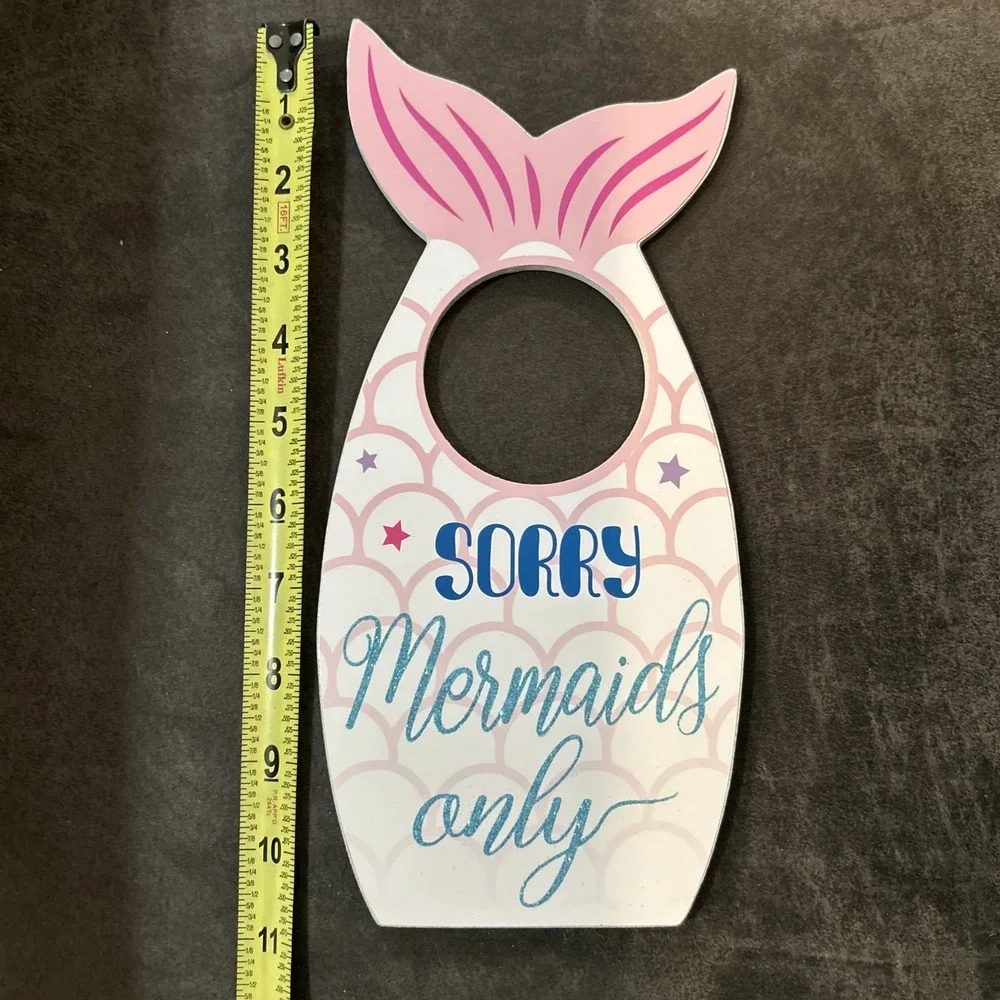 UNICORN Dream In Color Door Knob Hanger Sign Mermaid Shaped Kids Childrens Party